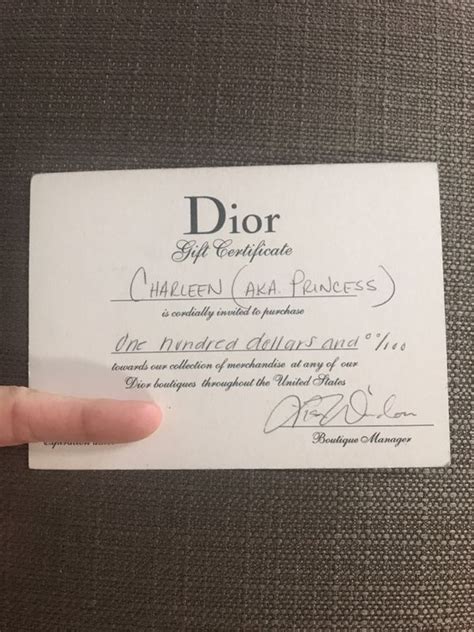 dior gift voucher